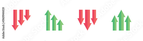Green Up Arrows and Red Down Arrows Vector Set