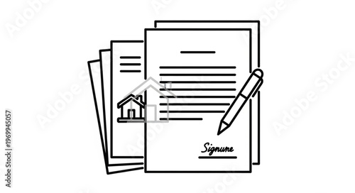 Legal documents and pen ready for signing a real estate contract agreement.