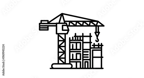 Construction site with crane building a new high rise structure in progress.