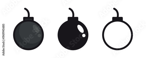 Bomb Vector Icon Set Design in Three Variants