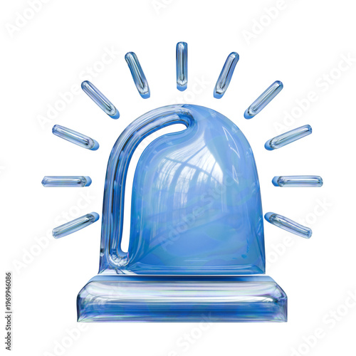 siren light Glassmorphism 3D Render Icons