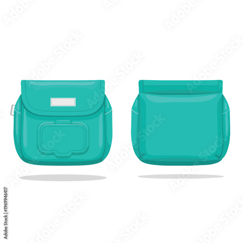 Turquoise Wet Wipes Pouch with Dispenser Lid Vector Illustration
