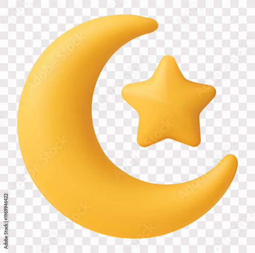 Eid al Adha or Islamic and Hajj Elements Vector Icon Set | 3D icon set | a crescent moon 