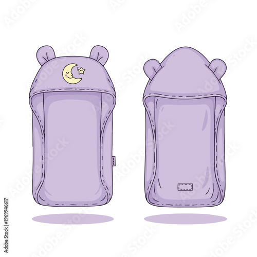 Baby Hooded Towel with Cute Moon and Star Embroidery