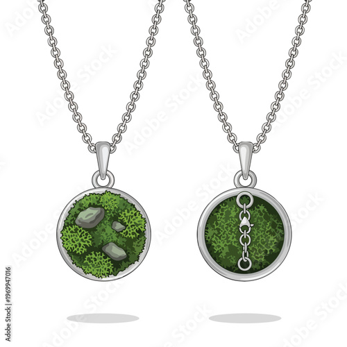 Nature Inspired Moss Terrarium Pendant Necklace Jewelry