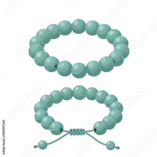 Set of Two Minimalist Teal Bead Bracelets with Adjustable Knots