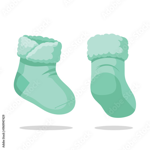 Pair of Cozy Mint Green Fleece Lined Winter Socks Illustration