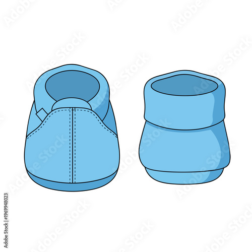 Set of blue baby booties isolated on white background