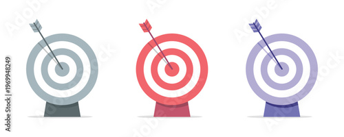 Bullseye Targets with Arrows Illustration Vector Set