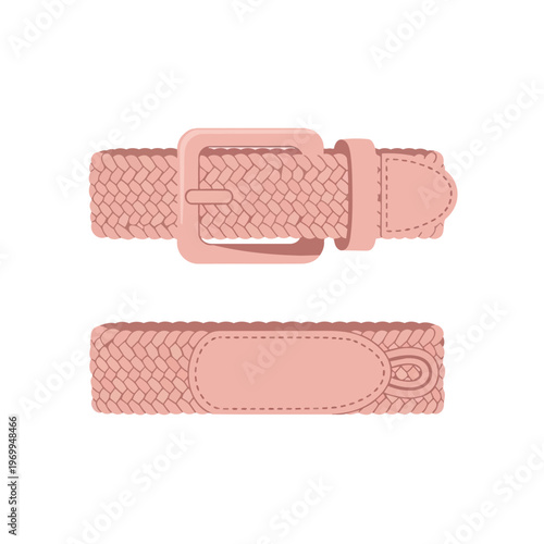 Pink Woven Fabric Belt with Buckle Accessory Illustration