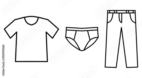 Men's Basic Apparel Outline Icon Set