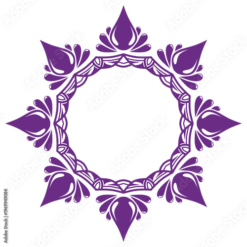 Elegant Purple Floral Mandala Circular Frame