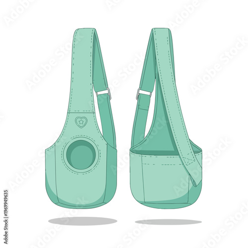 Mint Green Pet Sling Carrier Bag Illustration
