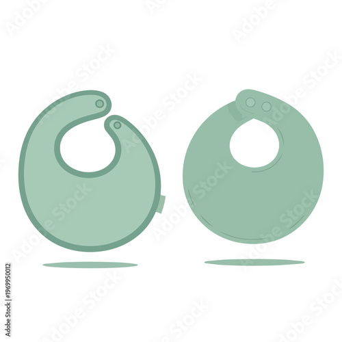 Set of Two Minimalist Pastel Green Silicone Baby Bibs