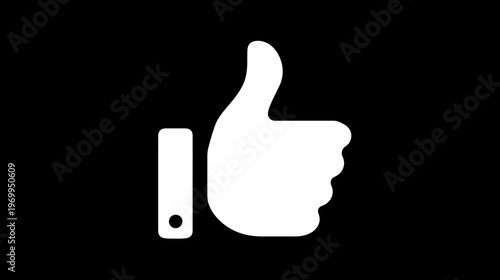 A white, cartoon-like hand with thumb up against a stark black background