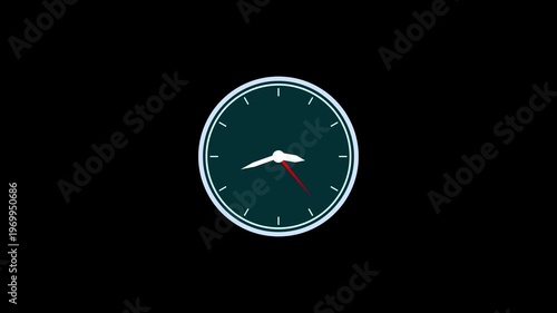 Teal analog clock face shows red second hand for time displays. Clock icon represents traditional timekeeping and vintage aesthetics. Clock icon enhances presentations.