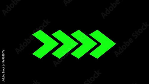 Four chevron arrows in green and gray show directional flow. Arrow icon represents movement and progress. Arrow icon enhances visualizations.