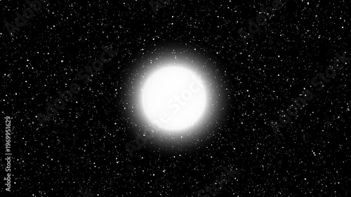 Bright white sun radiating light in dark starry sky. Sun icon represents celestial bodies and space imagery. Sun icon enhances cosmic visuals.