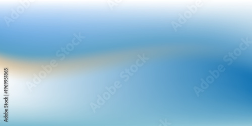 Aesthetic clear blue sky with abstract aura cirrus clouds. Light peach beige and blue color vector banner. Pastel gradient sky pattern. Blurred colorful gradient background. Vector soft horizontal bg