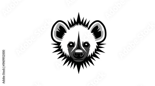 A stylized illustration of an animal's face, showcasing a grayscale palette, and spiky details around the head