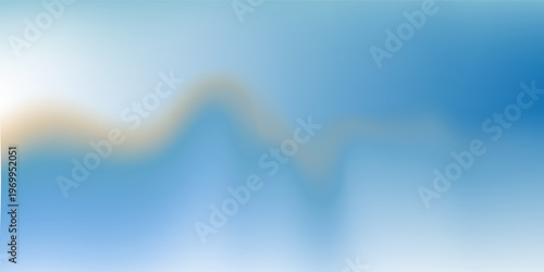 Aesthetic clear blue sky with abstract aura cirrus clouds. Light peach beige and blue color vector banner. Pastel gradient sky pattern. Blurred colorful gradient background. Vector soft horizontal bg