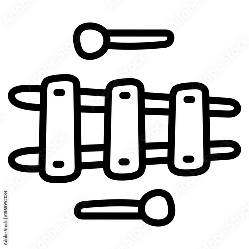        A musical instrument icon, linear design of xylophone 