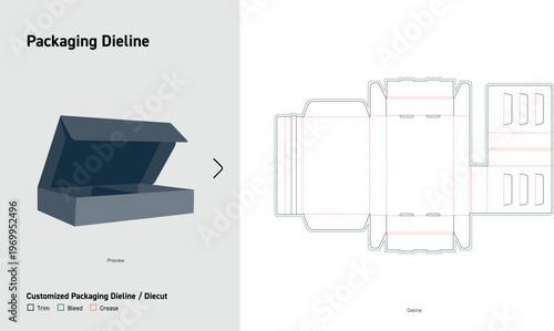 Mailer Box with Internal Divider Insert Packaging Dieline Template