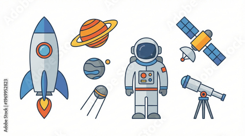 Astronaut in Space Suit Standing.