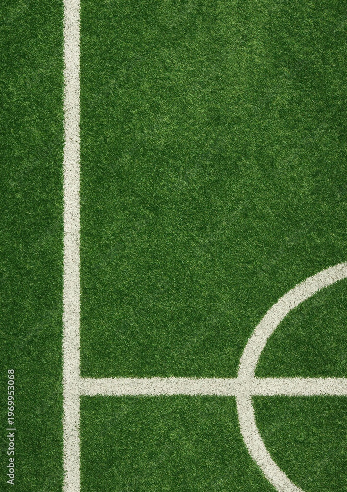 Obraz premium Vibrant soccer field lines captured.