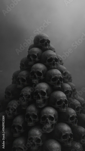 Eerie skull pyramid wallpaper