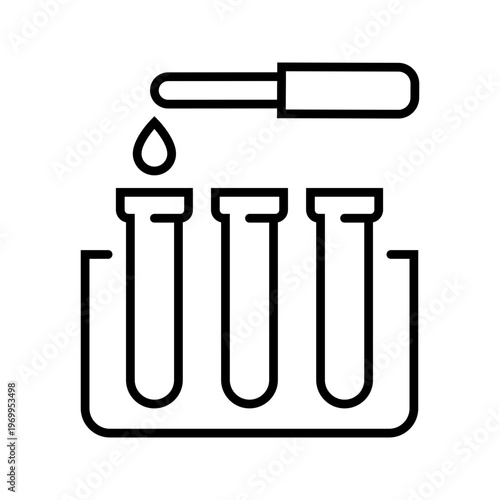 Blood test icon. Healthcare and laboratory test line symbol. Black and white.
