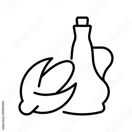 Corn oil icon. Food and vegetable oil line symbol. Black and white.