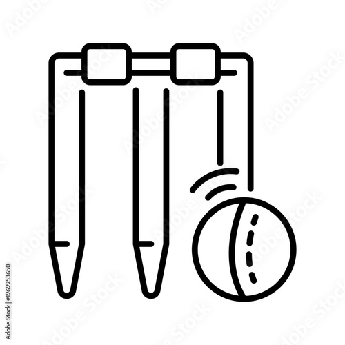 Cricket wicket icon. Sports and cricket line symbol. Black and white.