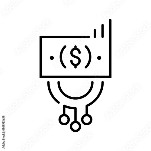 Crypto currency icon. Business and cryptocurrency line symbol. Black and white.