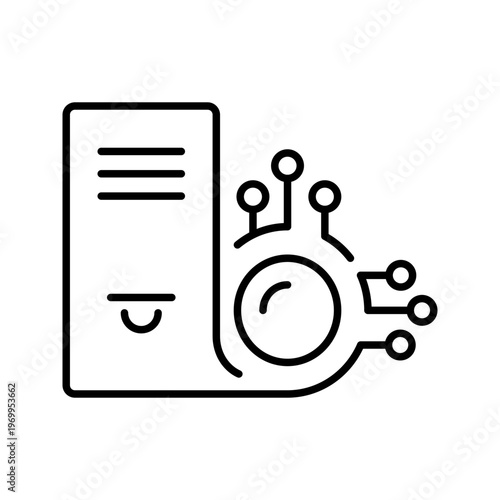 Cryptocurrency mining icon. Business and cryptocurrency line symbol. Black and white.