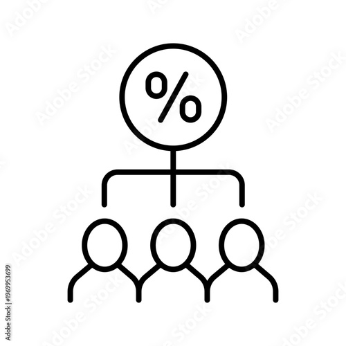 Dividend distribution icon. Business and corporate finance line symbol. Black and white.