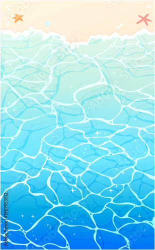 キラキラした波打ち際の背景2_縦