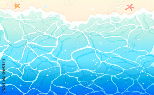 キラキラした波打ち際の背景2_横