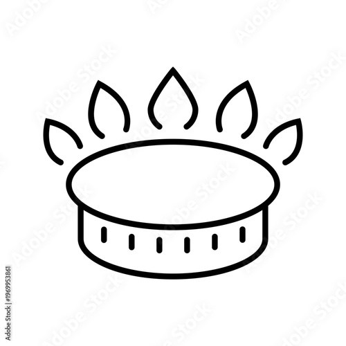 Gas burner icon. Industry and gas equipment line symbol. Black and white.