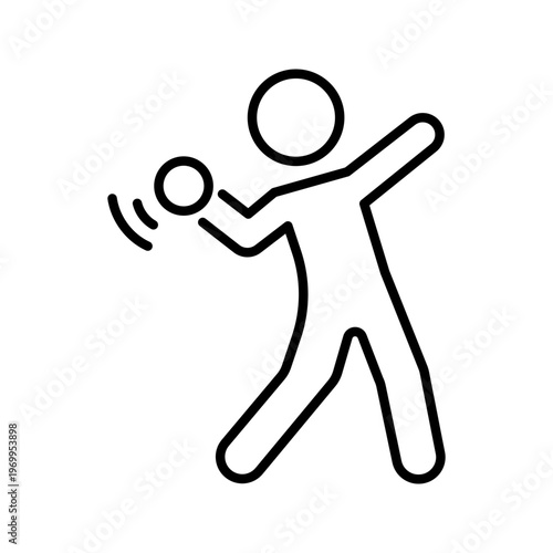 Handball player icon. Sports and handball line symbol. Black and white.