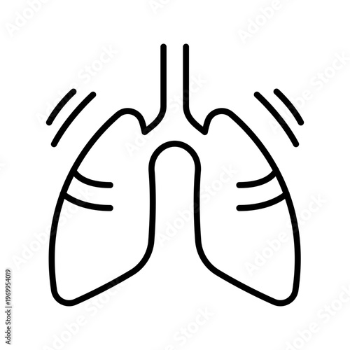 Lung anatomy icon. Healthcare and pulmonology line symbol. Black and white.