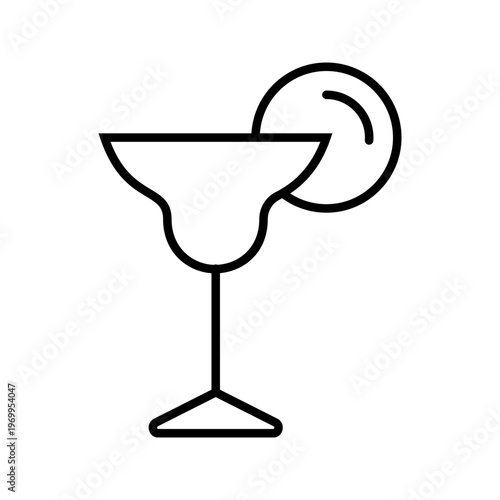 Margarita cocktail icon. Food and cocktails line symbol. Black and white.