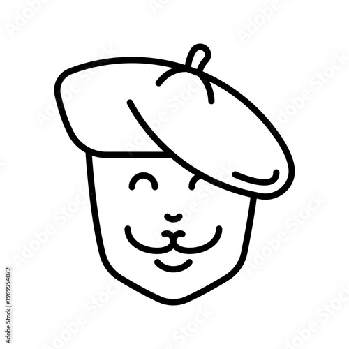 Mime artist icon. Entertainment and theater line symbol. Black and white.