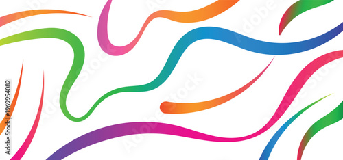 Abstract background featuring a collection of vibrant and colorful flowing wavy ribbon shapes