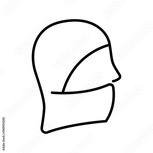 Ski mask icon. Fashion and winter accessory line symbol. Black and white.