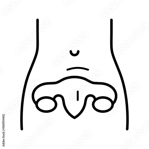 Uterus anatomy icon. Healthcare and gynecology line symbol. Black and white.