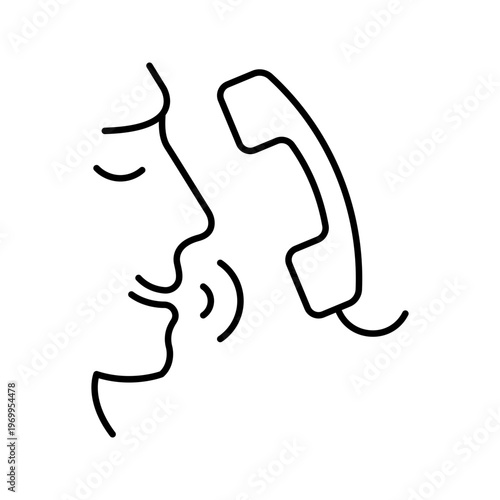 Voice phishing icon. Business and cybersecurity line symbol. Black and white.