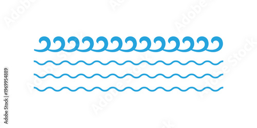 Blue wave line. Ocean wave line. Water Wave, Sea Line, and Surf Element. Blue water wave. Vector illustration