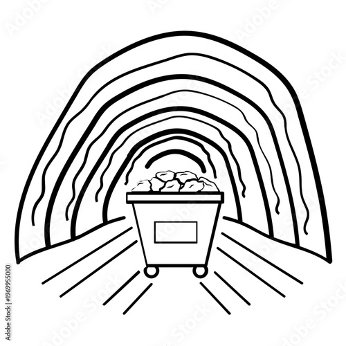 cooper ore undermining concept, deep earth discovery vector icon design