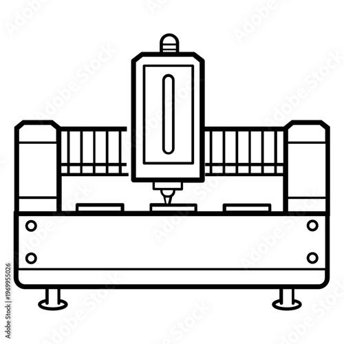 CNC laser cutter in modern steel fabrication concept, industrial sheet metal processing machine vector icon design